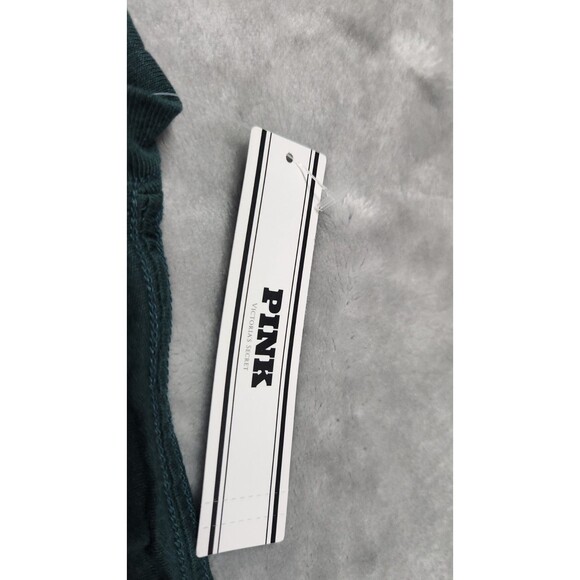 Victoria's Secret Small Green LOVE PINK Campus Cotton Off The Shoulder Tee NWT - Picture 6 of 9